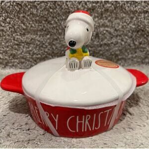 Rae Dunn Peanuts Snoopy Brie Baker - Merry Christmas